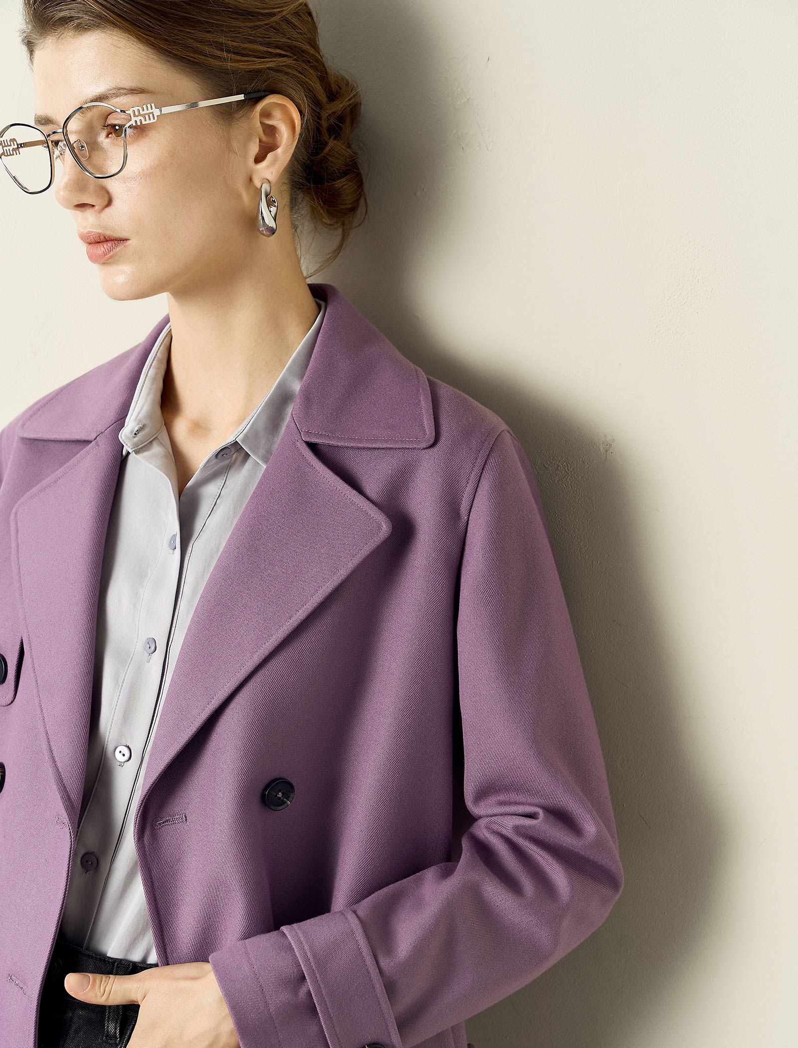 Vintage Lapel Belted Short Trench Coat