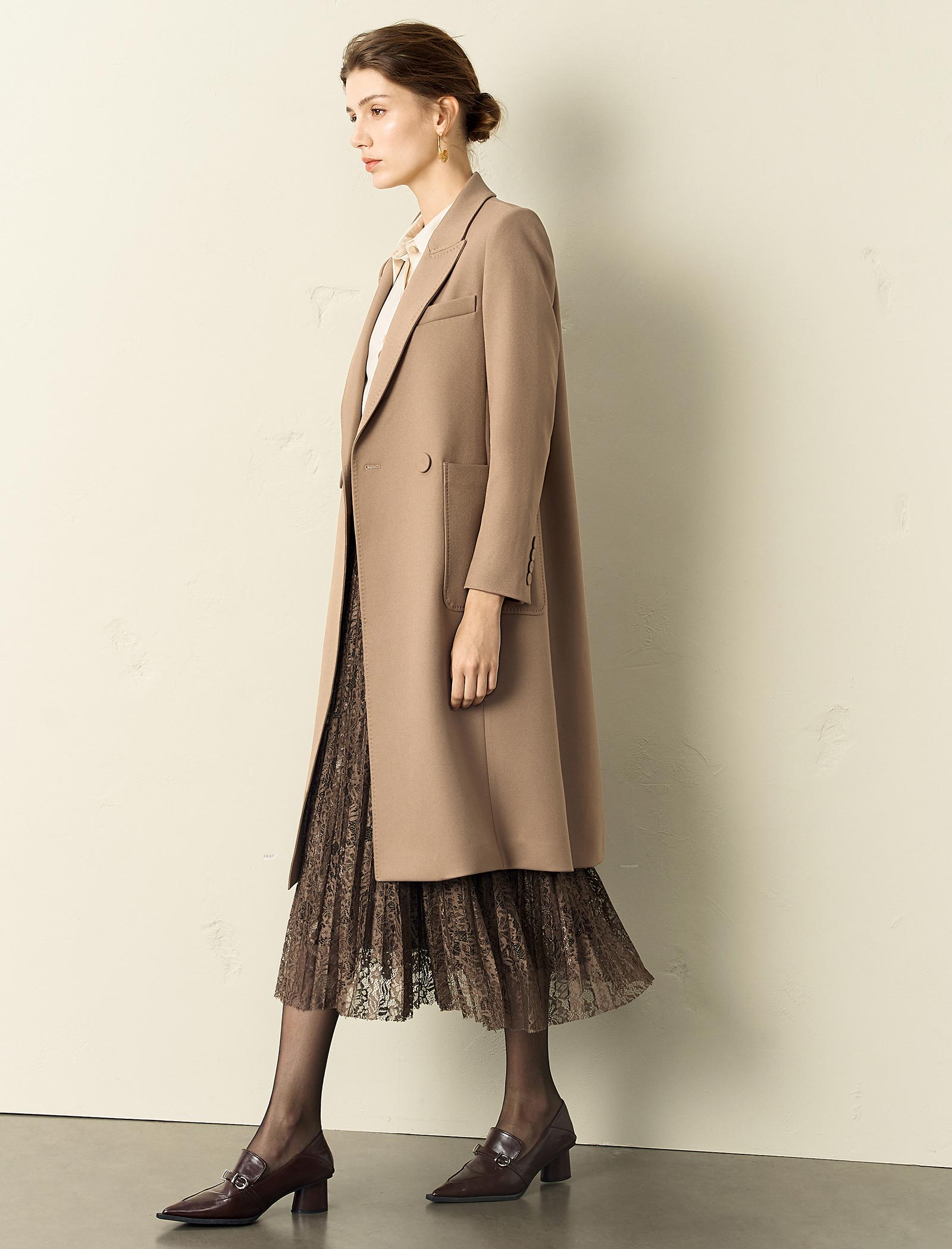 Lapel Self-Tie Belt Trench Coat
